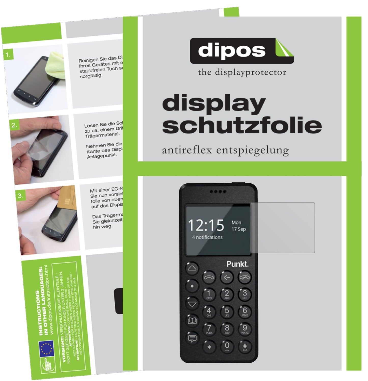 Matte Displayschutzfolie von dipos passend für Punkt MP02, präziser Zuschnitt und blasenfrei montiert