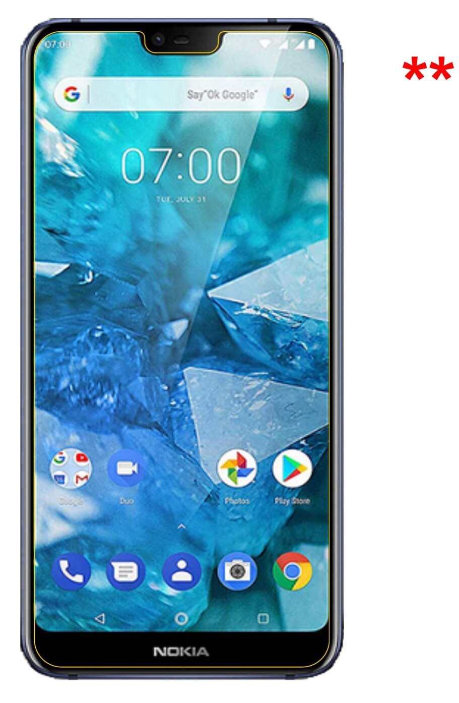 Dünne und klare Folie passend zugeschnitten für Nokia 7.1 Plus