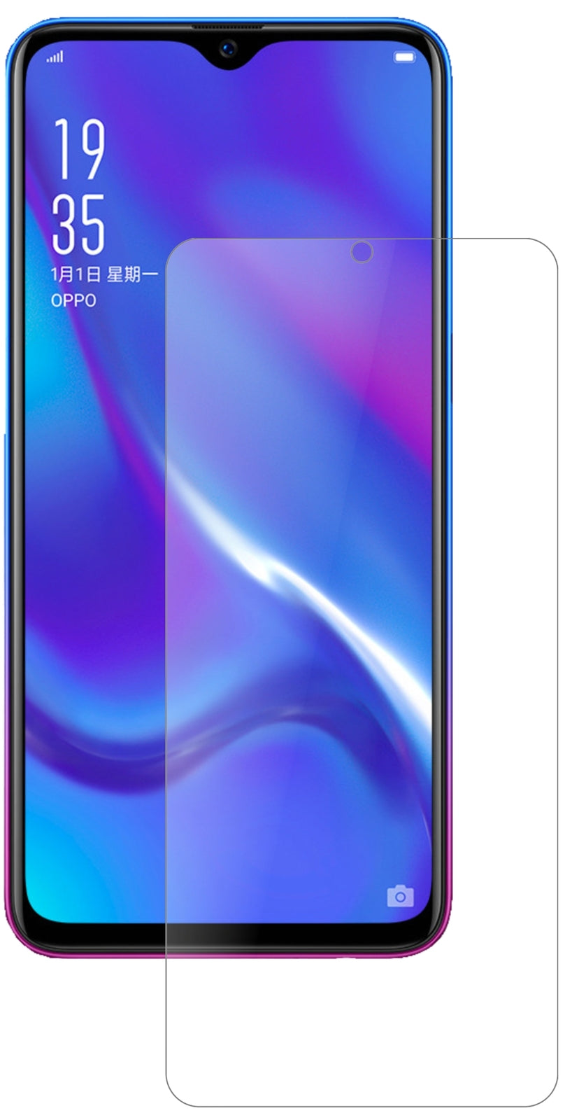 OppoR17 Neo mit aufgebrachter dipos Panzerfolie, die lästige Fingerabdrücke minimiert