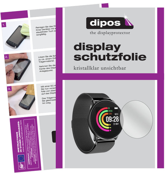 Klare Displayschutzfolie von dipos passend für Umidigi Uwatch, präziser Zuschnitt und blasenfrei montiert