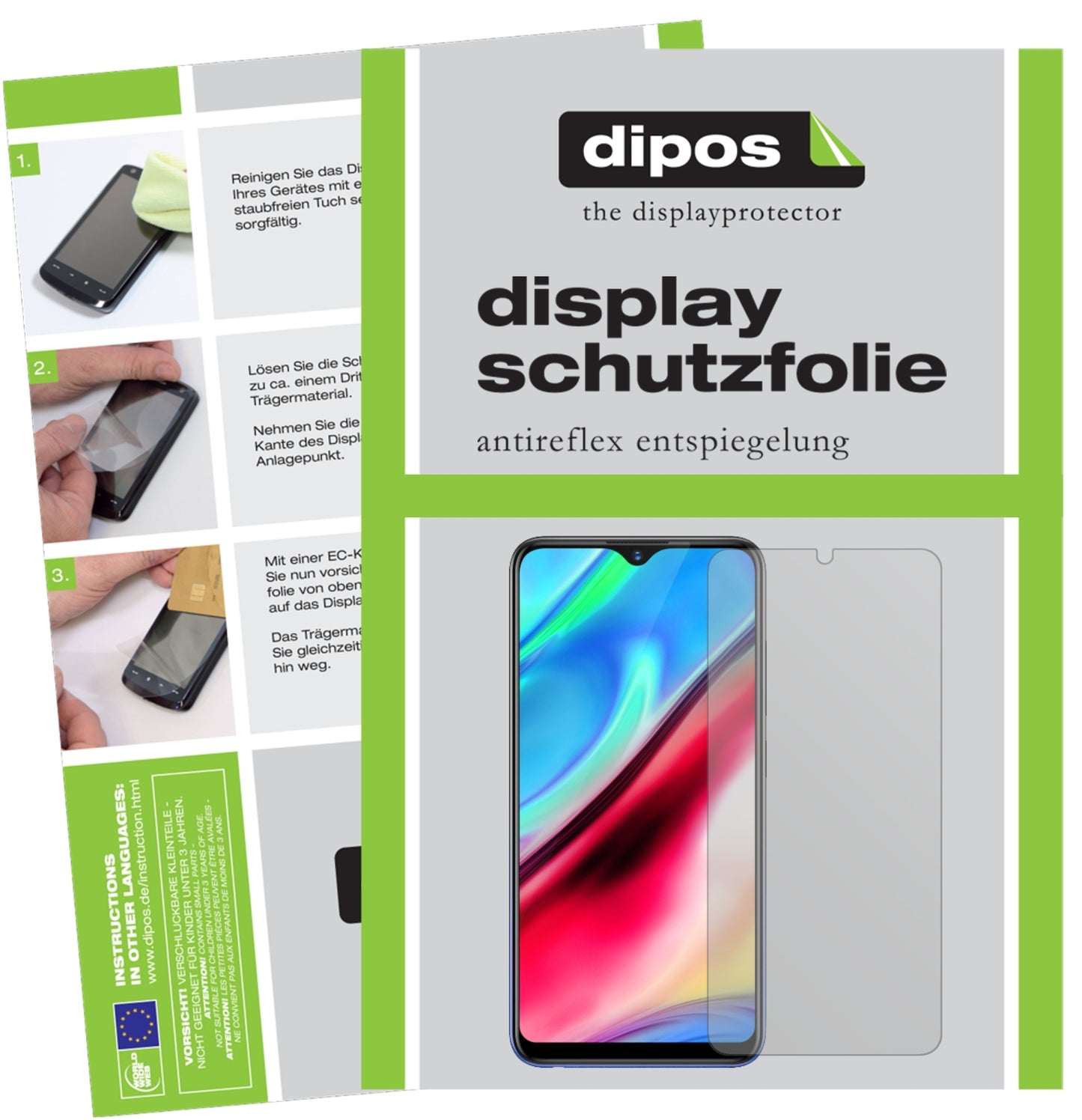 Matte Displayschutzfolie von dipos passend für Vivo Y95, präziser Zuschnitt und blasenfrei montiert