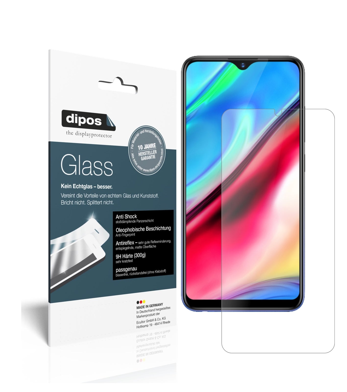 Matte Displayschutzfolie von dipos passend für Vivo Y93s, 9H kratzfest und blasenfrei montiert
