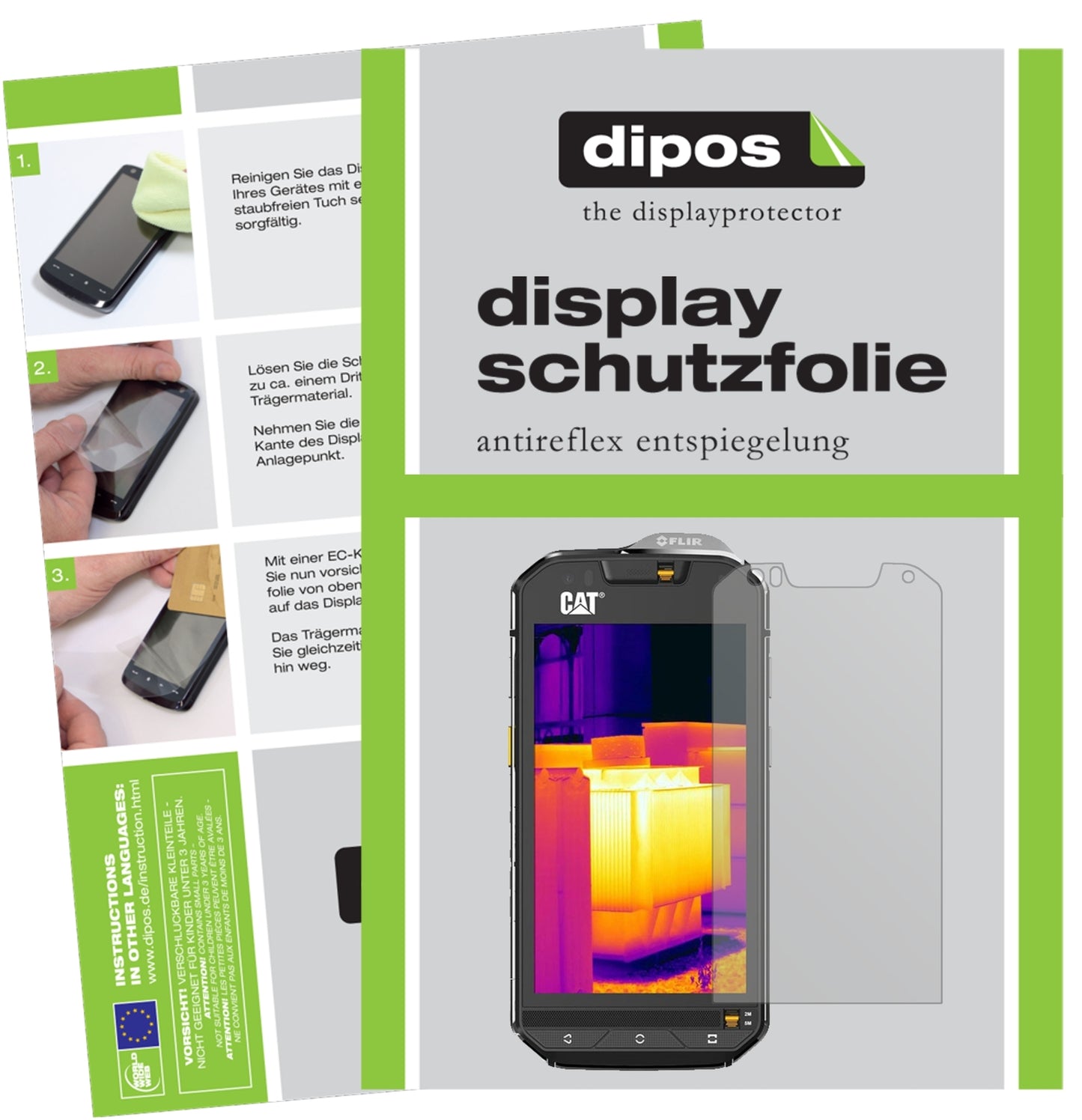 Matte Displayschutzfolie von dipos passend für Caterpillar CAT S60, präziser Zuschnitt und blasenfrei montiert