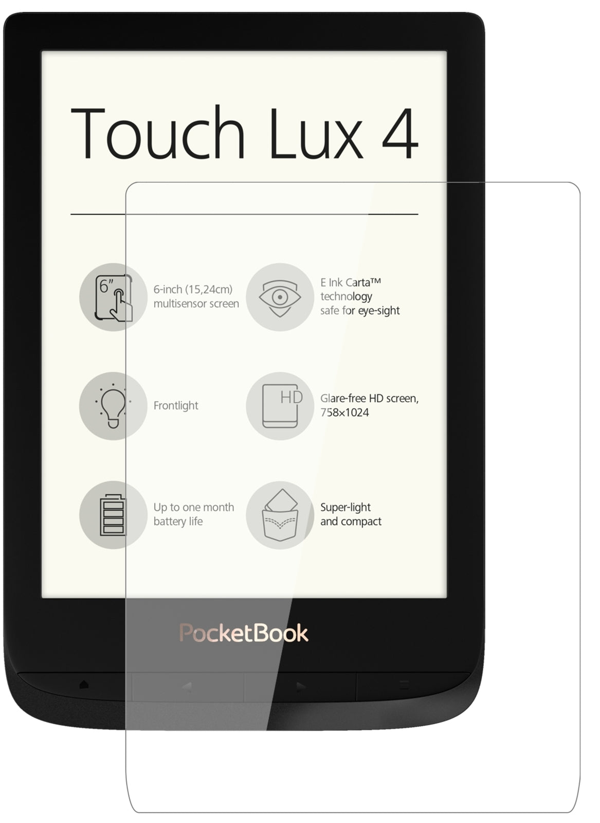 2x 9H Schutzfolie für PocketBook Touch Lux 4 Panzerfolie
