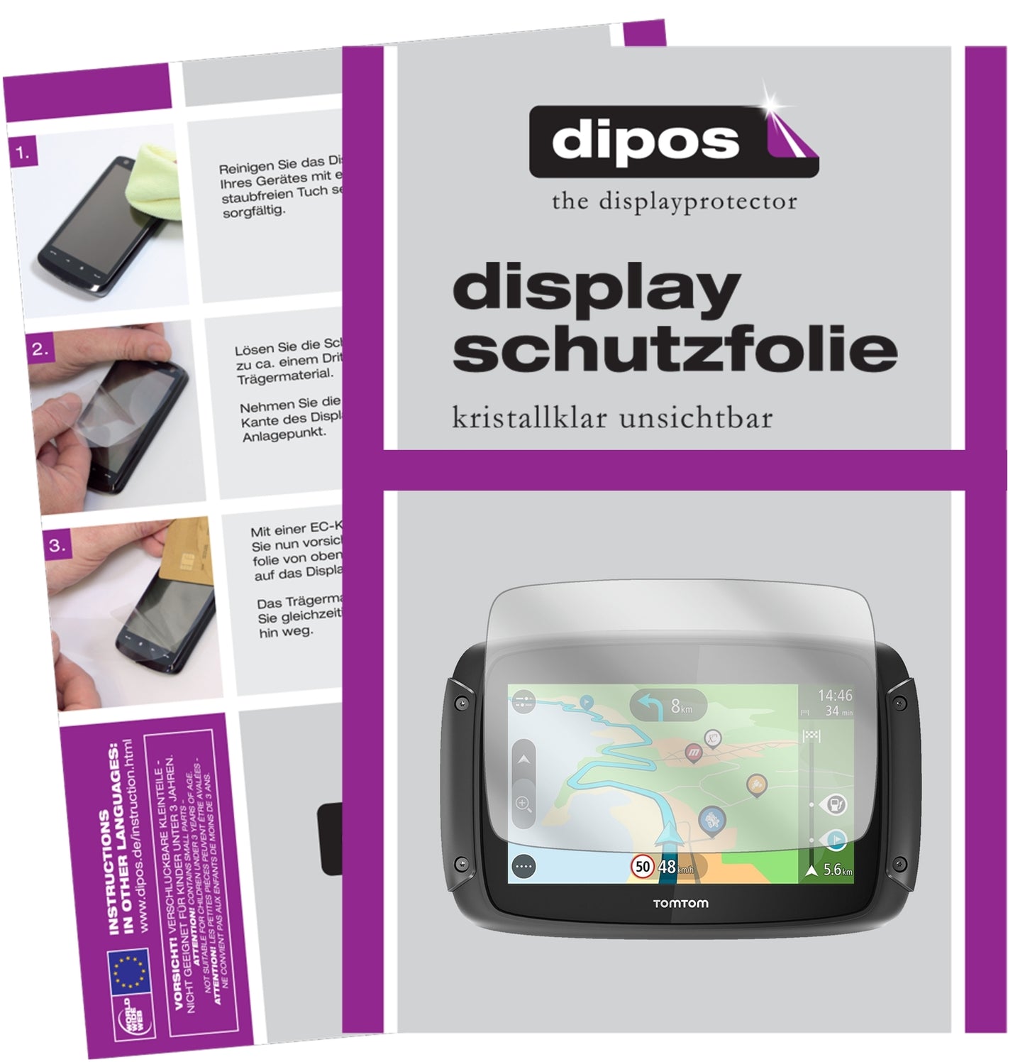 2x Schutzfolie klar für TomTom Rider 500 Display-Schutzfolie