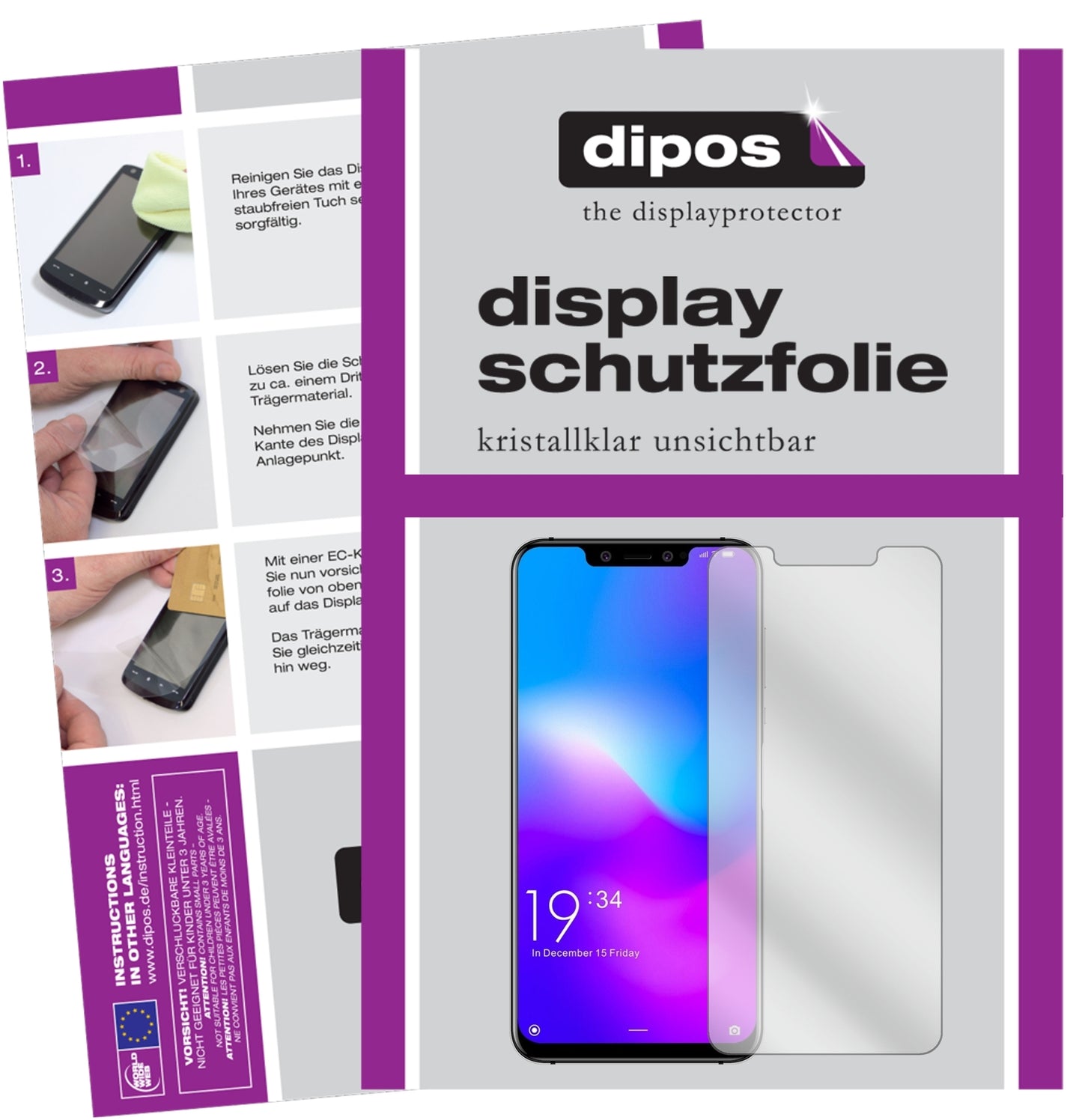 Klare Displayschutzfolie von dipos passend für Elephone A5, präziser Zuschnitt und blasenfrei montiert