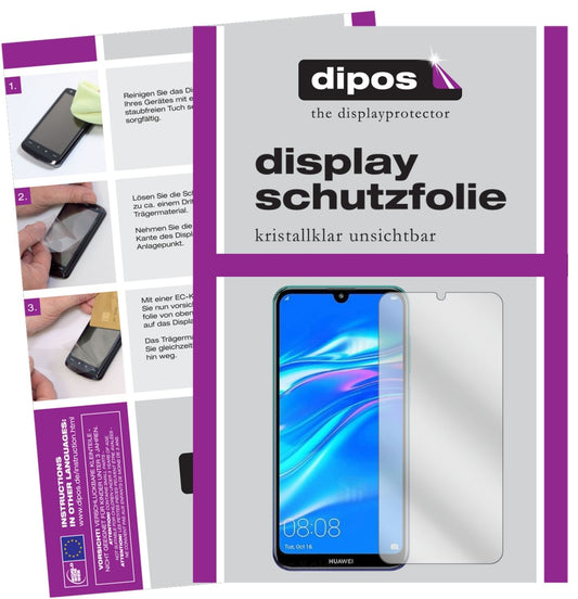 Klare Displayschutzfolie von dipos passend für Huawei Y7 Pro (2019), präziser Zuschnitt und blasenfrei montiert