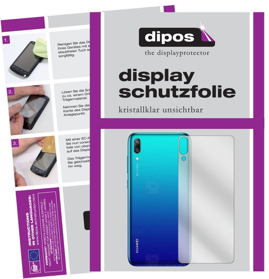 Klare Displayschutzfolie von dipos passend für Huawei Enjoy 9 Rückseite, präziser Zuschnitt und blasenfrei montiert