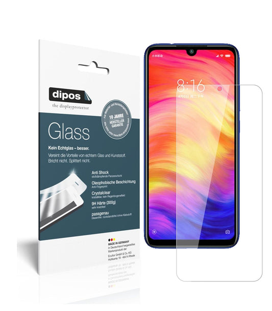 Klare Displayschutzfolie von dipos passend für Xiaomi Redmi Note 7 Pro, 9H kratzfest und blasenfrei montiert
