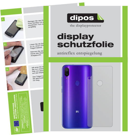 Matte Displayschutzfolie von dipos passend für Xiaomi Mi Play Rückseite, präziser Zuschnitt und blasenfrei montiert