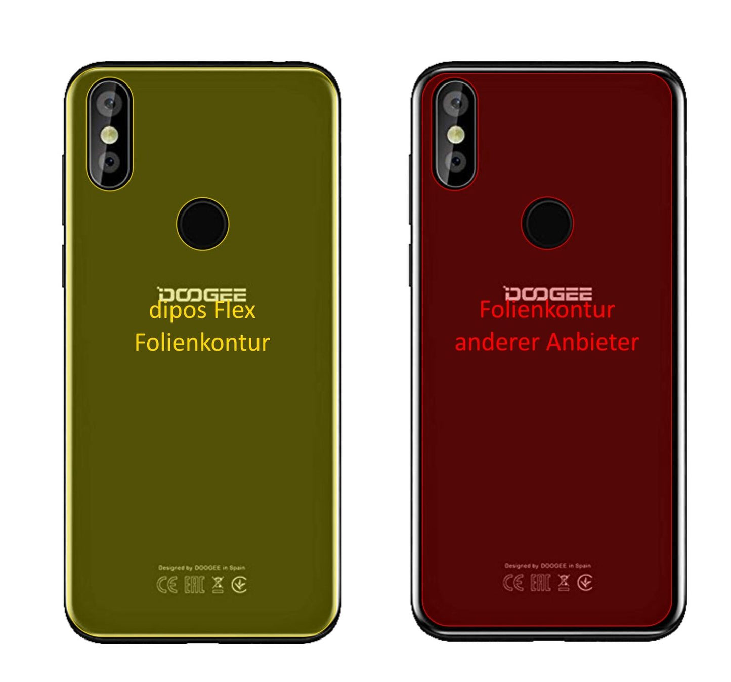 3x 3D Full Cover Schutzfolie für Doogee Y8 Rückseite