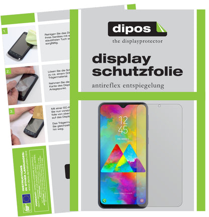Matte Displayschutzfolie von dipos passend für Samsung Galaxy M20, präziser Zuschnitt und blasenfrei montiert