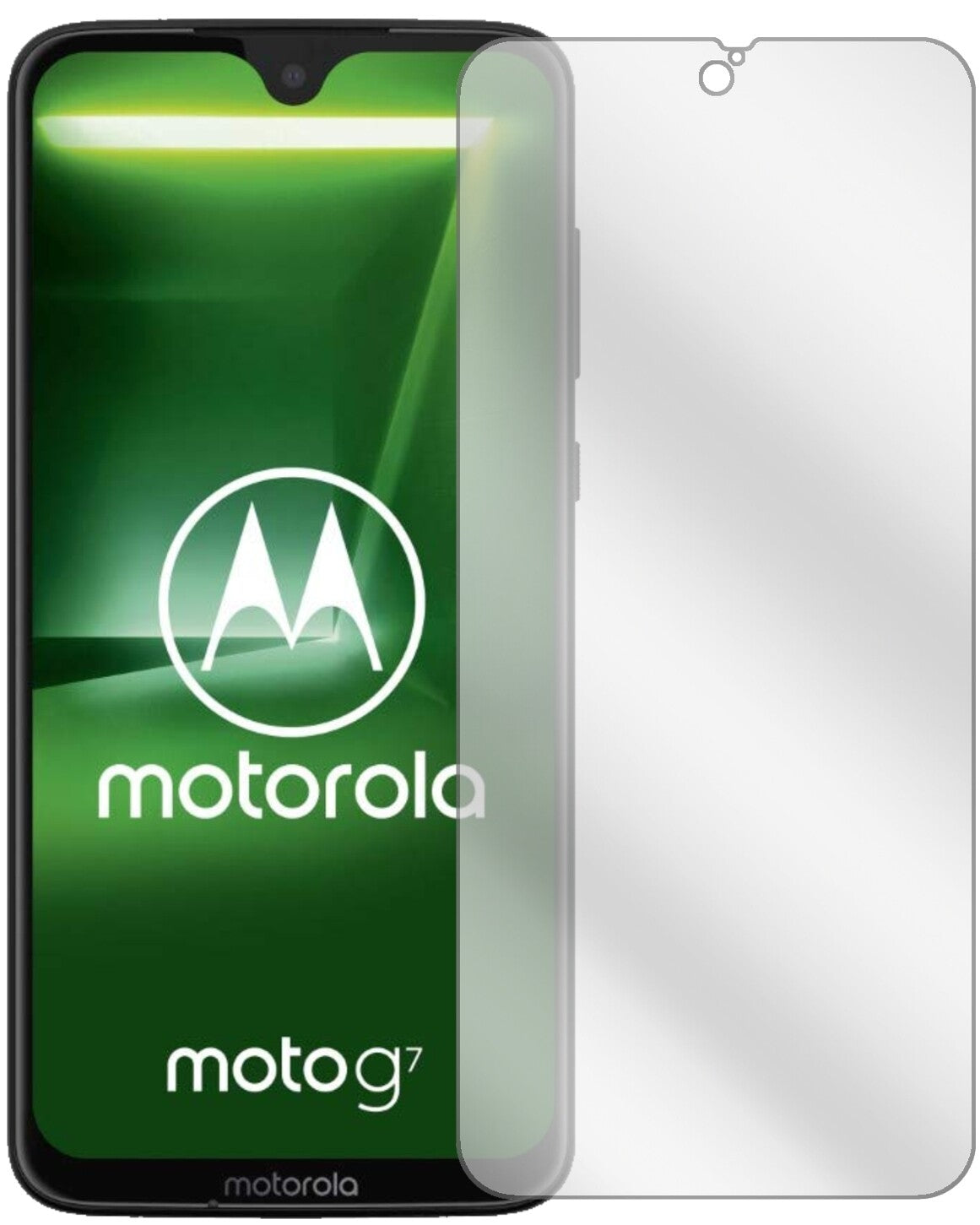 MotorolaMoto G7 mit aufgebrachter dipos Displayschutzfolie, glasklare Darstellung ohne Einschränkungen