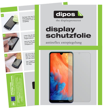 Matte Displayschutzfolie von dipos passend für Huawei Y7 Prime (2019), präziser Zuschnitt und blasenfrei montiert