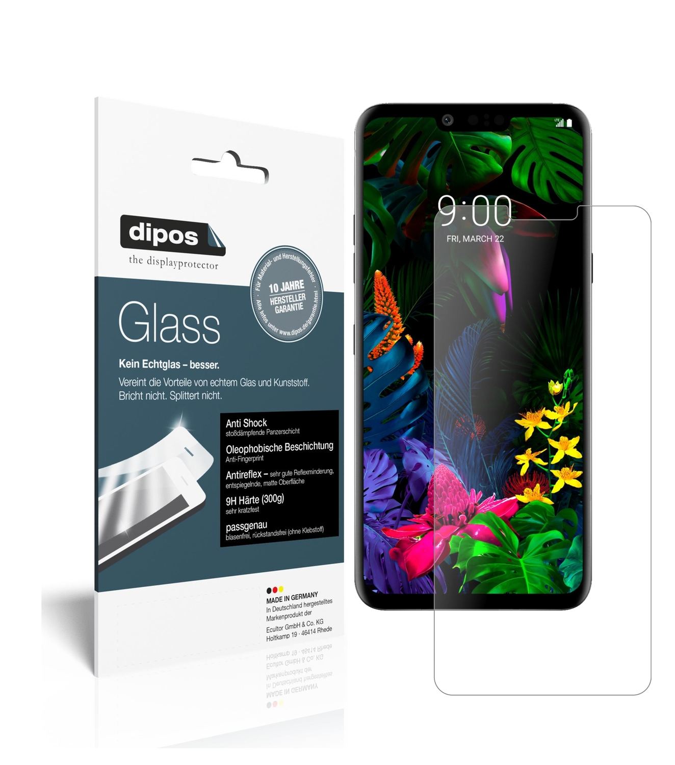 Matte Displayschutzfolie von dipos passend für LG G8 ThinQ, 9H kratzfest und blasenfrei montiert