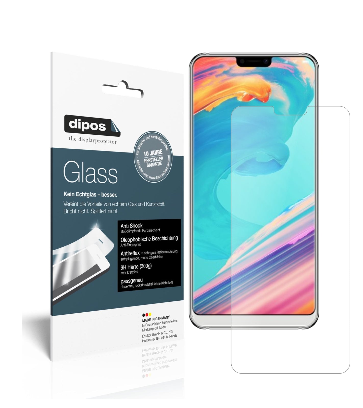 Matte Displayschutzfolie von dipos passend für Ulefone T2 Pro, 9H kratzfest und blasenfrei montiert