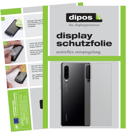 Matte Displayschutzfolie von dipos passend für Huawei P30 Rückseite, präziser Zuschnitt und blasenfrei montiert