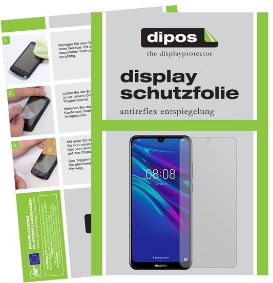 Matte Displayschutzfolie von dipos passend für Huawei Y6 (2019), präziser Zuschnitt und blasenfrei montiert