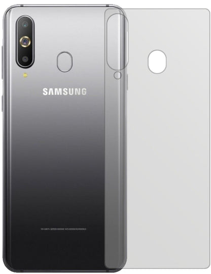 SamsungGalaxy A9 Pro (2019) Rückseite mit aufgebrachter dipos Displayschutzfolie, die lästige Fingerabdrücke minimiert