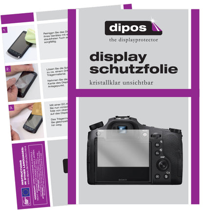 Klare Displayschutzfolie von dipos passend für Sony DSC-RX10M4, präziser Zuschnitt und blasenfrei montiert