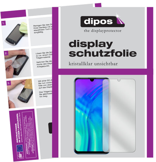 Klare Displayschutzfolie von dipos passend für Honor 20i, präziser Zuschnitt und blasenfrei montiert