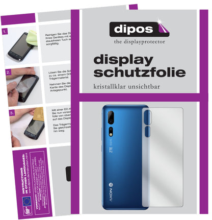 Klare Displayschutzfolie von dipos passend für ZTE Axon 10 Pro 5G Rückseite, präziser Zuschnitt und blasenfrei montiert