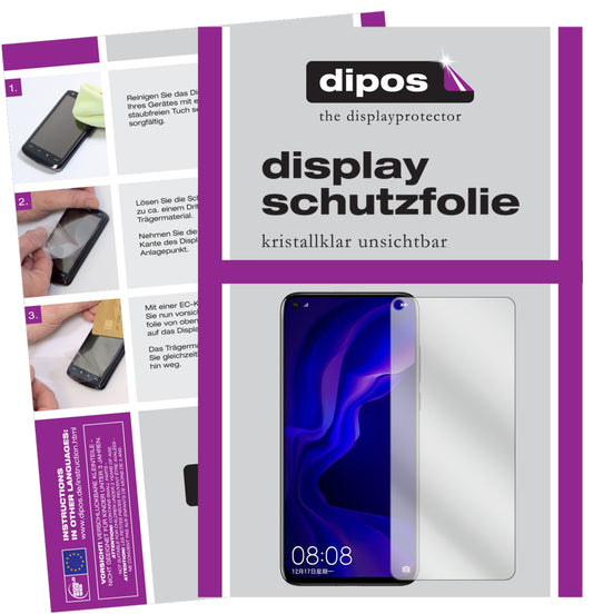Klare Displayschutzfolie von dipos passend für Huawei Nova 4, präziser Zuschnitt und blasenfrei montiert