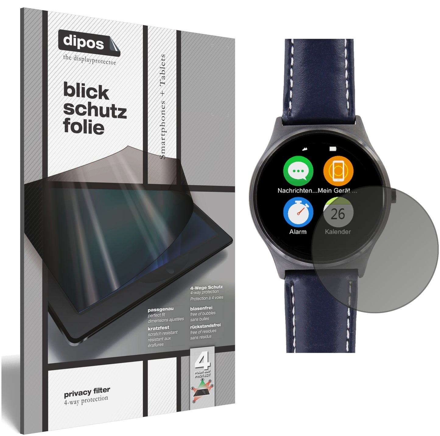 Blickschutzfolie für Uhr 37.5 mm Durchmesser matt Schutzfolie Privacy