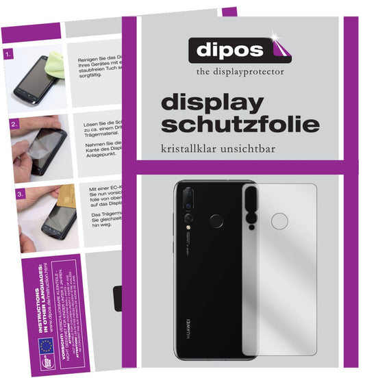 Klare Displayschutzfolie von dipos passend für Huawei Nova 4 Rückseite, präziser Zuschnitt und blasenfrei montiert