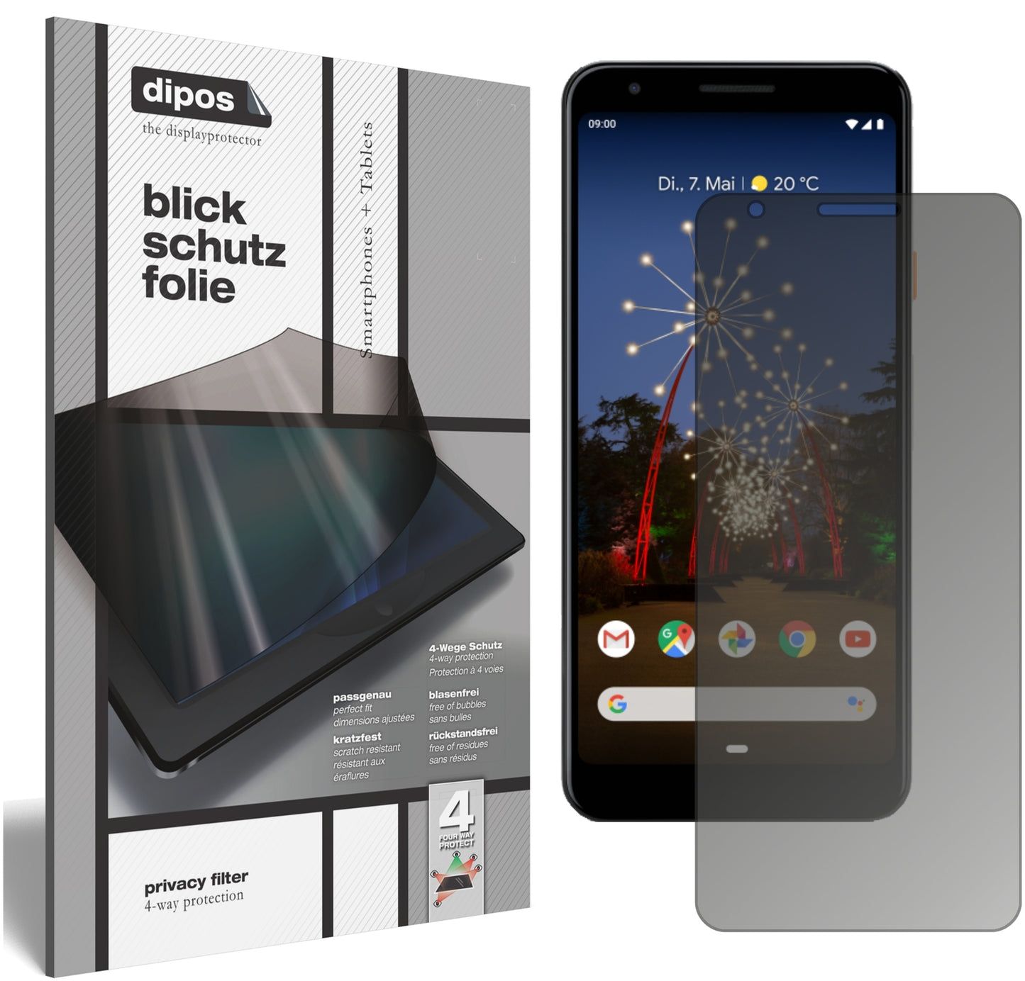 Blickschutzfolie für Google Pixel 3a XL matt Schutzfolie Privacy