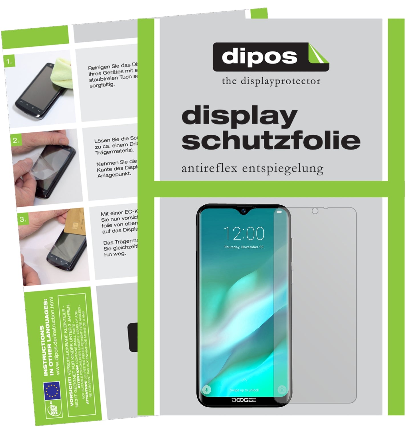 Matte Displayschutzfolie von dipos passend für Doogee X90L, präziser Zuschnitt und blasenfrei montiert