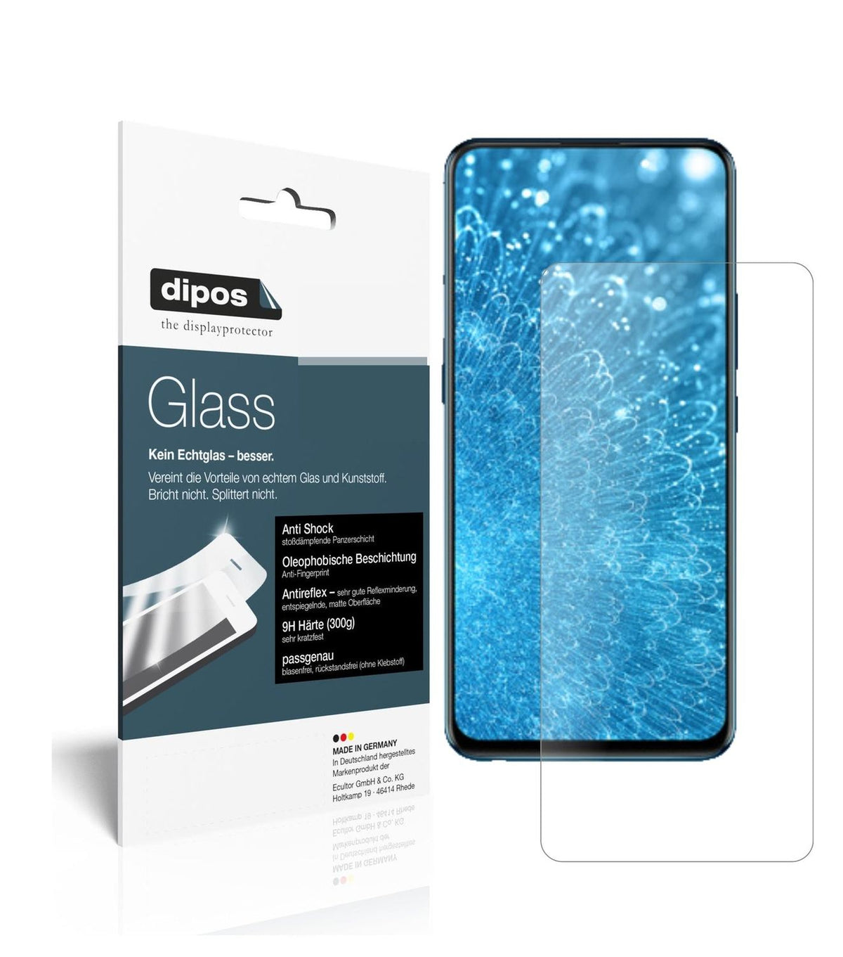 Matte Displayschutzfolie von dipos passend für Vivo S1 Pro, 9H kratzfest und blasenfrei montiert