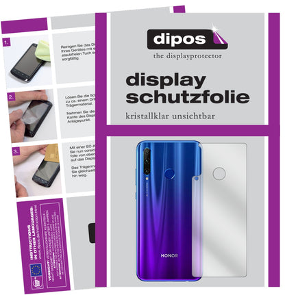 Klare Displayschutzfolie von dipos passend für Honor 20 lite Rückseite, präziser Zuschnitt und blasenfrei montiert