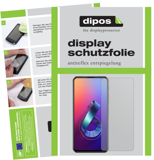 Matte Displayschutzfolie von dipos passend für Asus Zenfone 6 (ZS630KL), präziser Zuschnitt und blasenfrei montiert