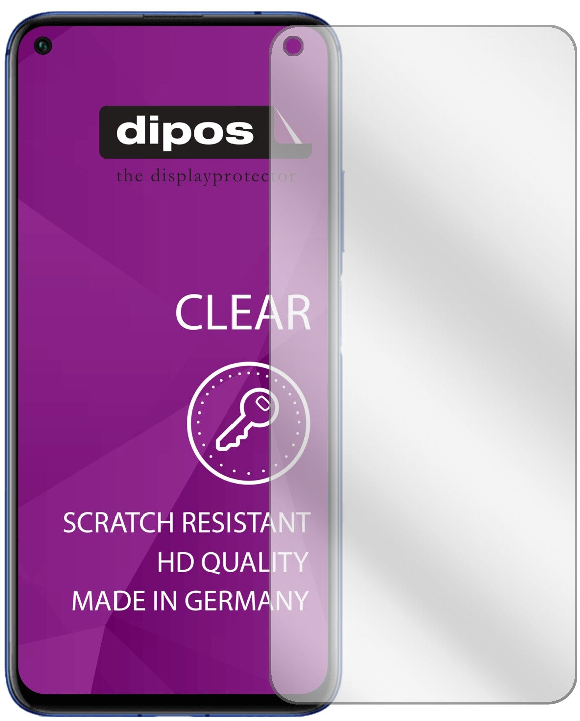 Honor20 Pro mit aufgebrachter dipos Displayschutzfolie, glasklare Darstellung ohne Einschränkungen