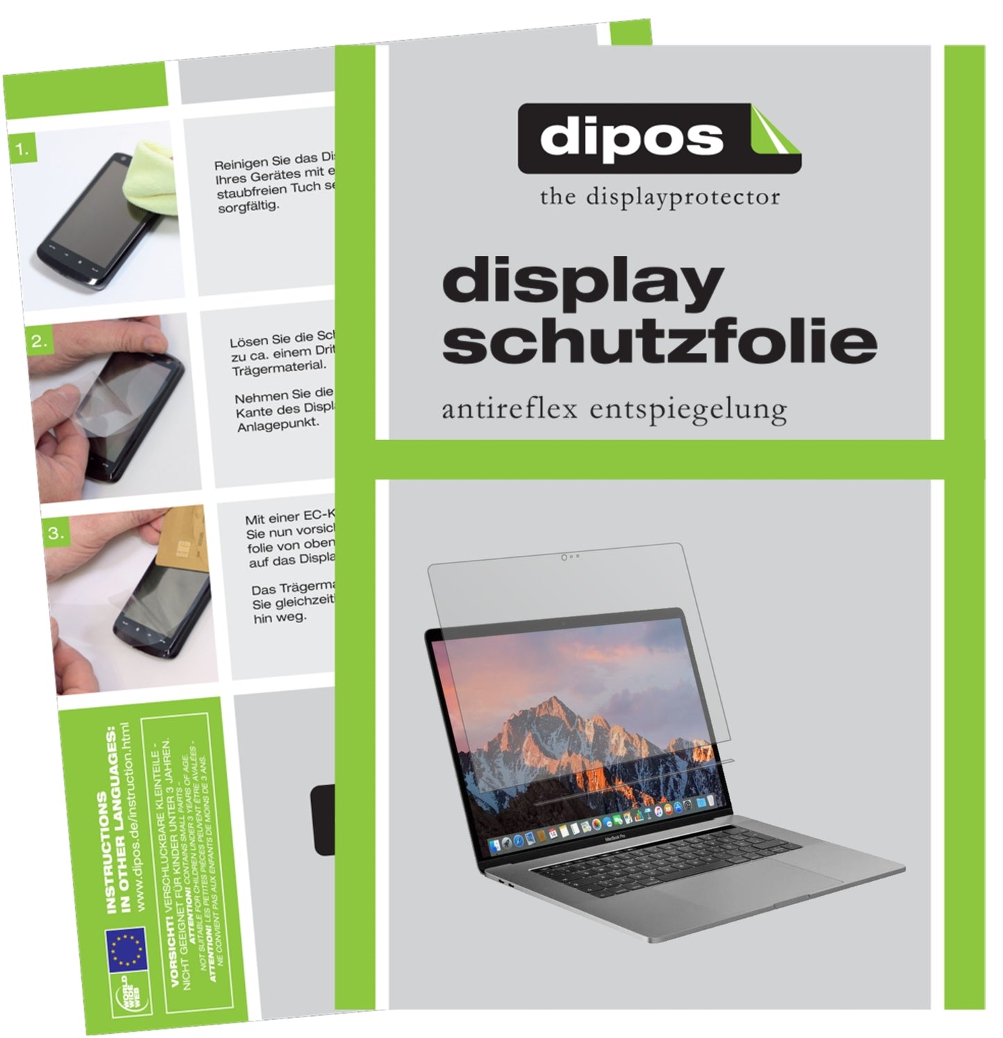 2x Schutzfolie matt für Apple MacBook Pro 13 Zoll (2019) Touchbar Display-Schutzfolie