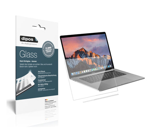 Klare Displayschutzfolie von dipos passend für Apple MacBook Pro 13 Zoll (2019) Touchbar, 9H kratzfest und blasenfrei montiert