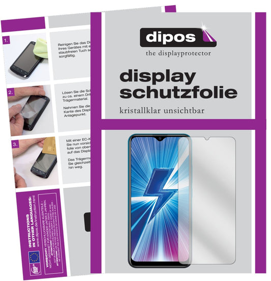 Klare Displayschutzfolie von dipos passend für Vivo Y3, präziser Zuschnitt und blasenfrei montiert