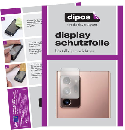 Klare Displayschutzfolie von dipos passend für Samsung Galaxy Note 20 Kameralinse, präziser Zuschnitt und blasenfrei montiert