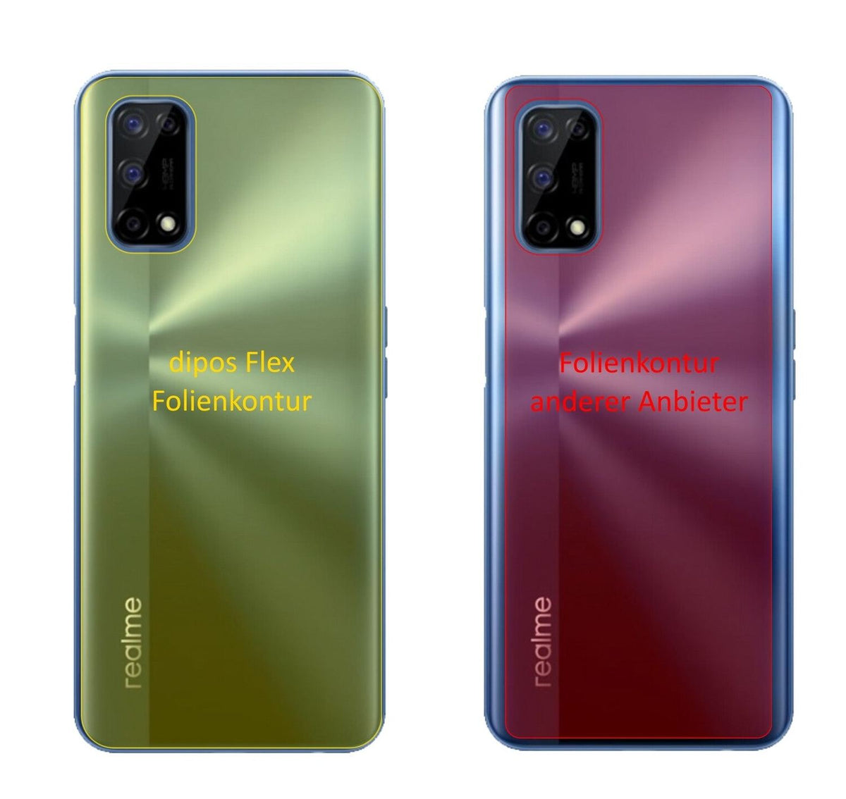 3x 3D Full Cover Schutzfolie für Oppo Realme V5 5G Rückseite