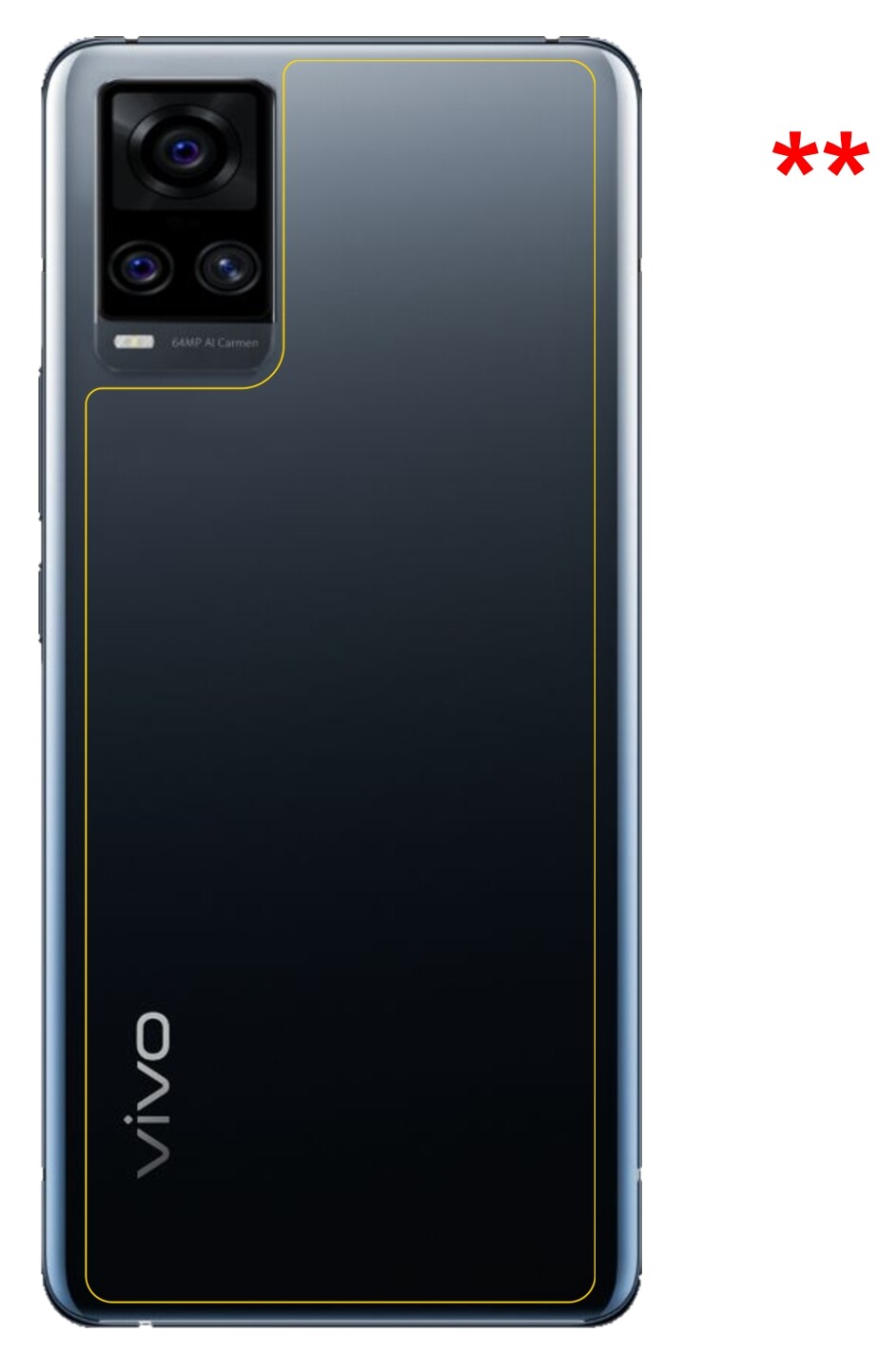 dipos Displayschutz für Vivo S7 5G Rückseite, transparente Oberfläche, perfekte Passform auch für die Rundungen