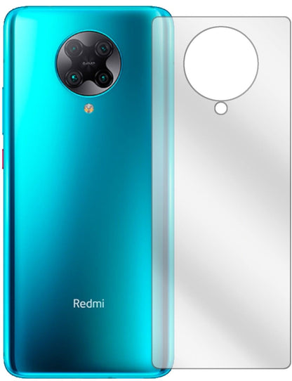 XiaomiRedmi K30 Pro Rückseite mit aufgebrachter dipos Displayschutzfolie, glasklare Darstellung ohne Einschränkungen