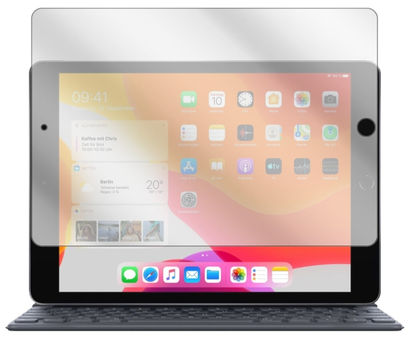 2x Schutzfolie klar für Apple iPad 10.2 Zoll (2020) Display-Schutzfolie