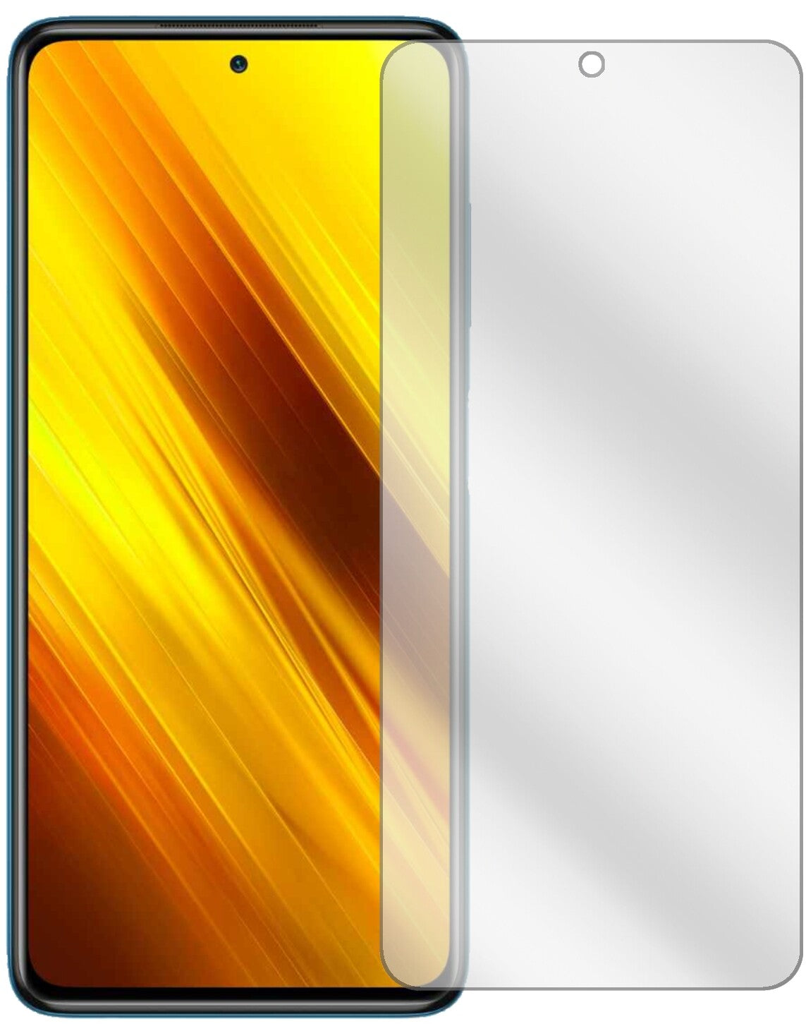 PocoX3 NFC mit aufgebrachter dipos Displayschutzfolie, glasklare Darstellung ohne Einschränkungen