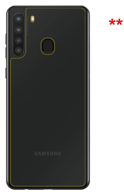 Dünne und klare Folie passend zugeschnitten für Samsung Galaxy A21 Rückseite