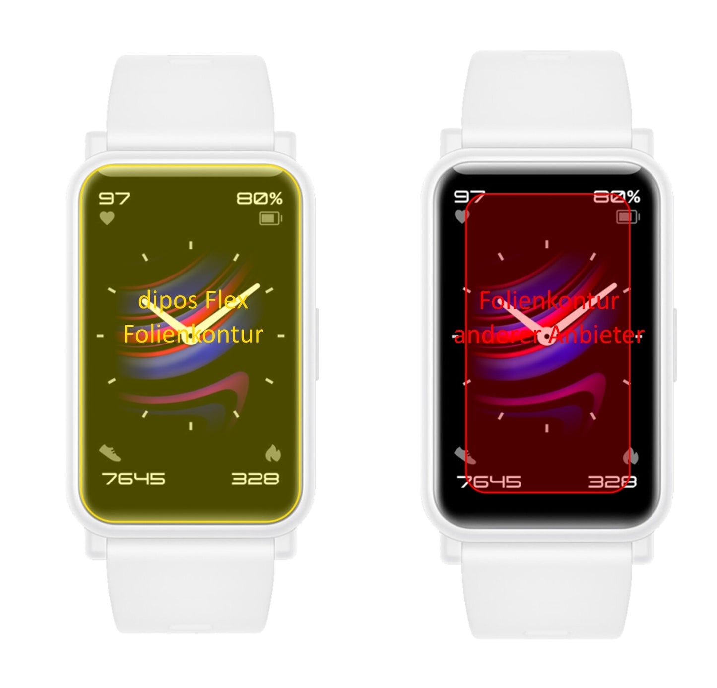 3x 3D Full Cover Schutzfolie für Honor Watch ES