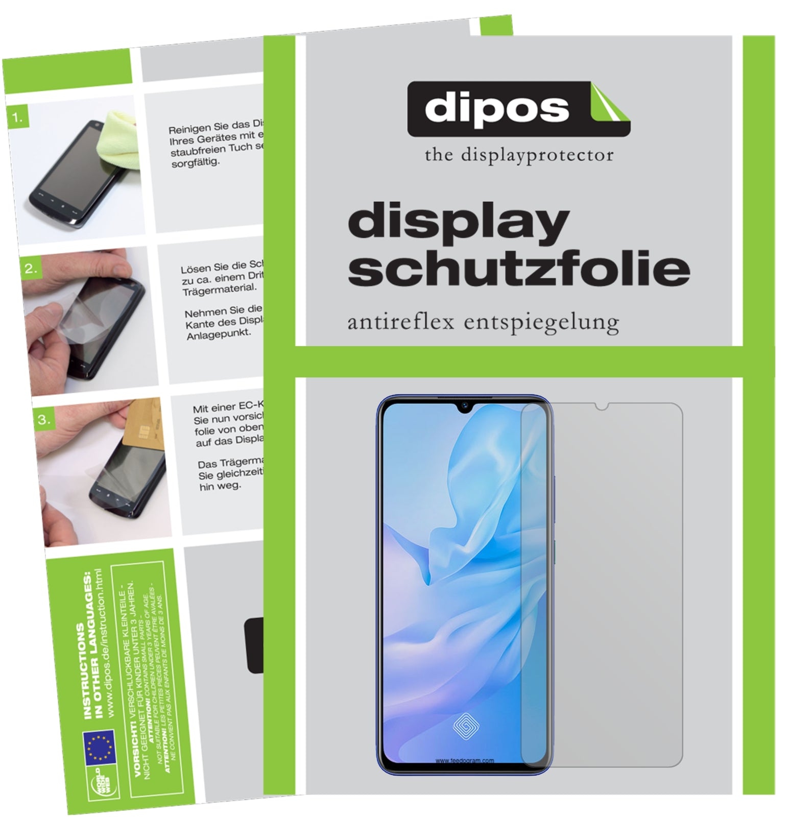 Matte Displayschutzfolie von dipos passend für Vivo Y51 (2020), präziser Zuschnitt und blasenfrei montiert