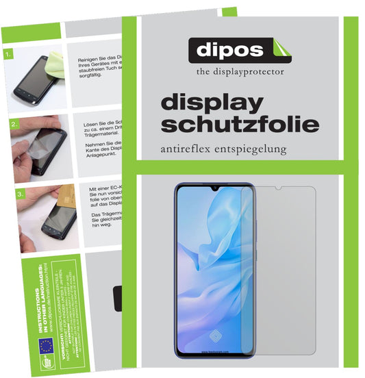 Matte Displayschutzfolie von dipos passend für Vivo Y51 (2020), präziser Zuschnitt und blasenfrei montiert