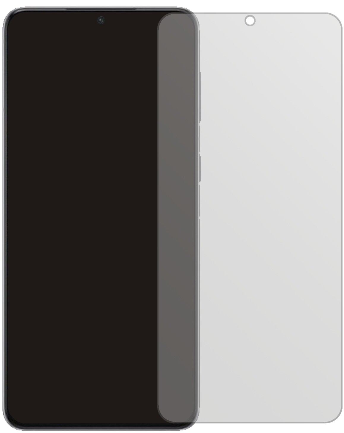 SamsungGalaxy S21 Ultra mit aufgebrachter dipos Displayschutzfolie, die lästige Fingerabdrücke minimiert