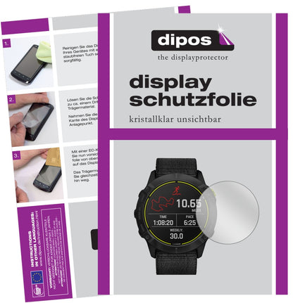 Klare Displayschutzfolie von dipos passend für Garmin Enduro Smartwatch, präziser Zuschnitt und blasenfrei montiert